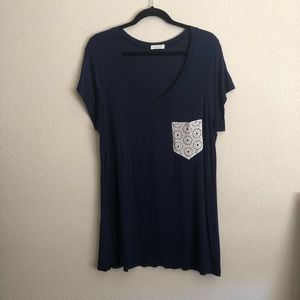 Navy Blue V Neck Shirt